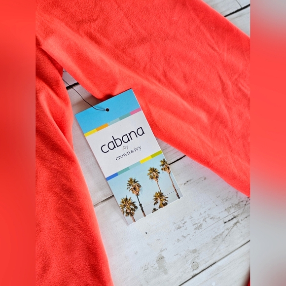 NWT Cabana by Crown & Ivy Butter Soft Vibrant Coral/Orange Turtleneck Bodysuit - Picture 4 of 13